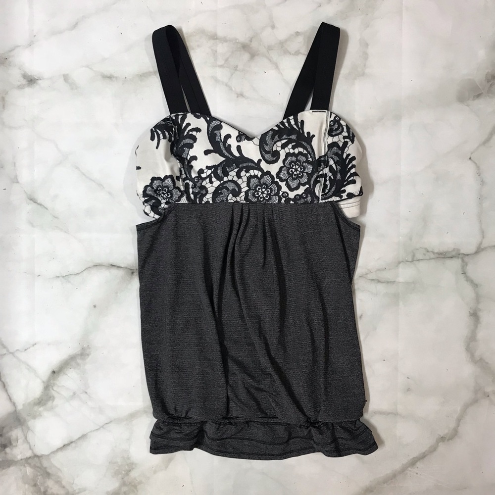 Lululemon Tank w/ Floral Print and Cinch at Waist